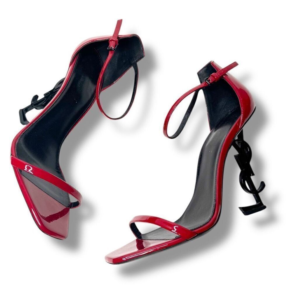 Saint Laurent Opyum 110 YSL Heels Sandals in Red Patent Leather Women’s Size 39 - Picture 4 of 14